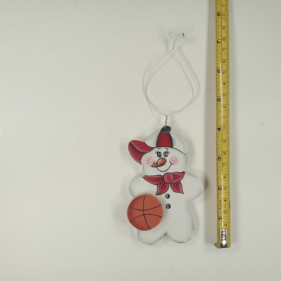 Basketball Sports Snowman Country Christmas Crafty Wooden 4" Holiday Ornament - Picture 3 of 7